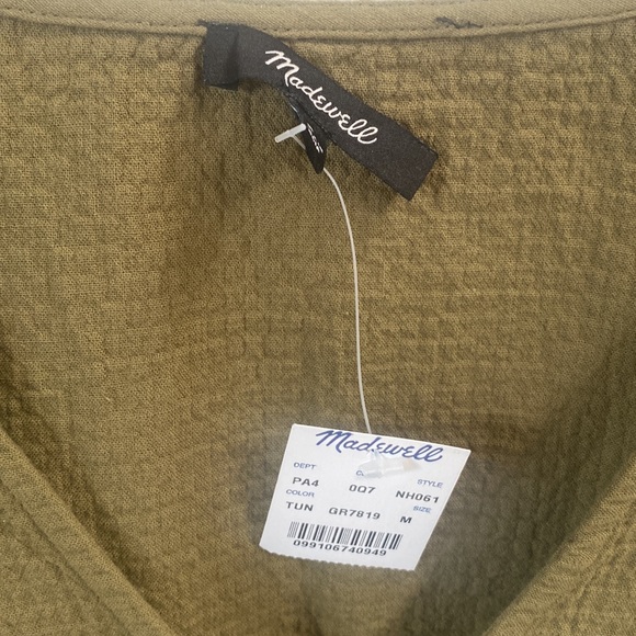 (A55) Madewell Crinkle Gauze Dolman-Sleeve Mini Dress, Olive Green, Size M, NWT - Picture 4 of 7